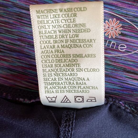 NWT Tangerine Cropped Side Ruched Leggings Navy Pink Size Large - Picture 8 of 10